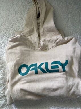 Oakley Beige Hoodie with Teal Logo